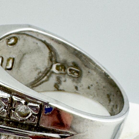 Vintage Sterling Silver 925 Men’s Multi-Band Rhinestone Ring Triple Row Channel - Picture 13 of 14